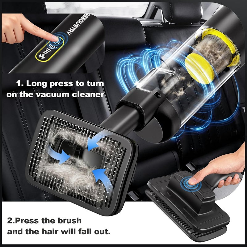 SEEDUSTRY Handheld Car Vacuum Portable Cordless, 6-in-1 Mini Cordless Vacuum Cleaner with Brushless Motor & 18000Pa Powerful Suction, Type-C Charge, 2025 Mini Vacuum V-C08 Pro for Car Home Office Pet - Image 5